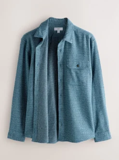 Blue Textured Shacket Overshirt