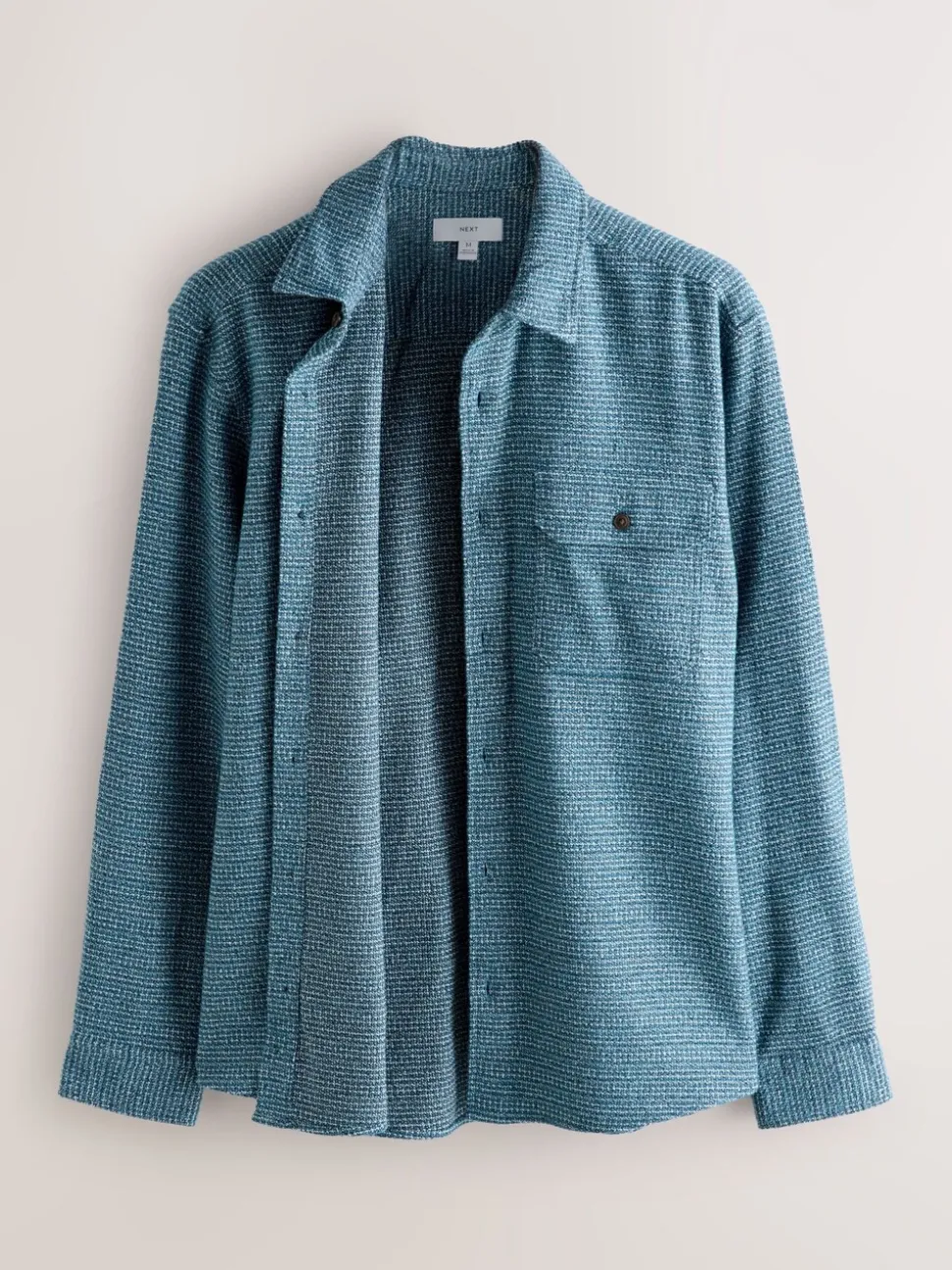 Blue Textured Shacket Overshirt