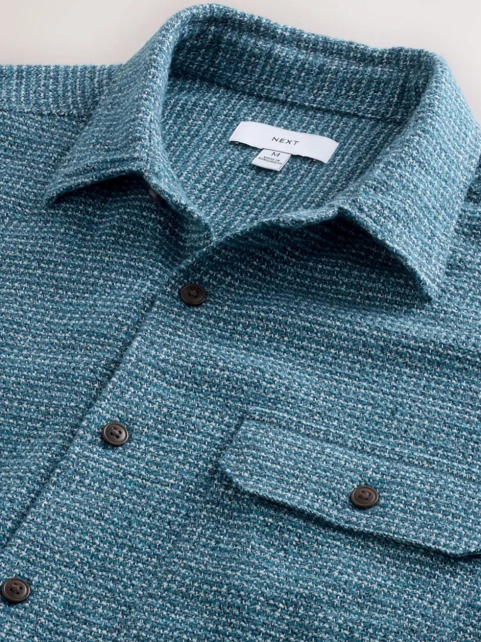 Blue Textured Shacket Overshirt