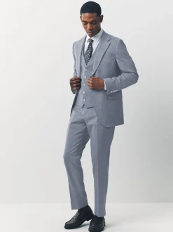 Blue Textured Suit Waistcoat