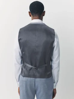 Blue Textured Suit Waistcoat