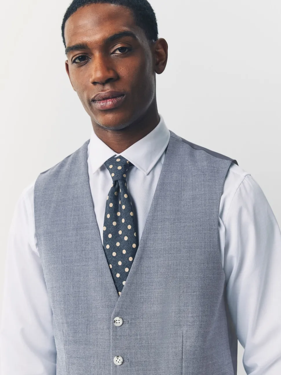 Blue Textured Suit Waistcoat