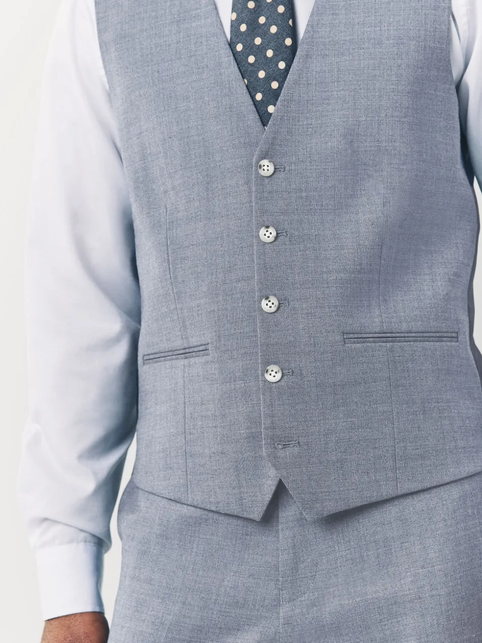 Blue Textured Suit Waistcoat