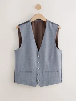 Blue Textured Suit Waistcoat