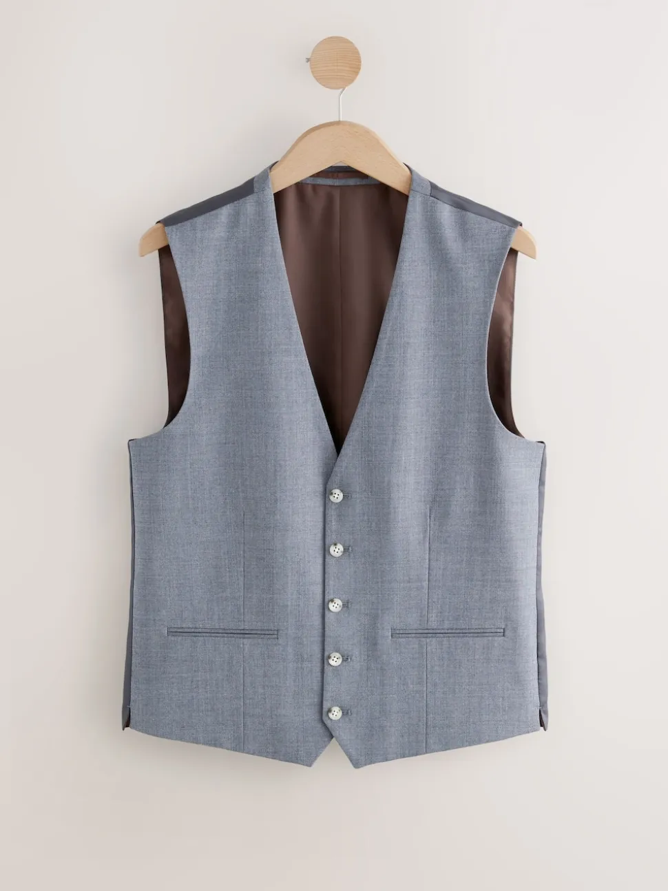 Blue Textured Suit Waistcoat