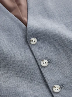 Blue Textured Suit Waistcoat