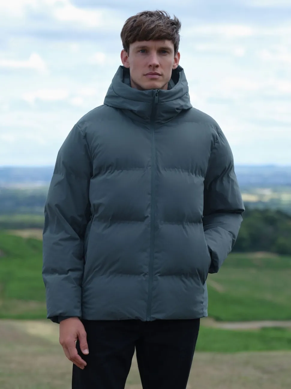 Blue ThermoGen Shower Resistant Puffer Jacket