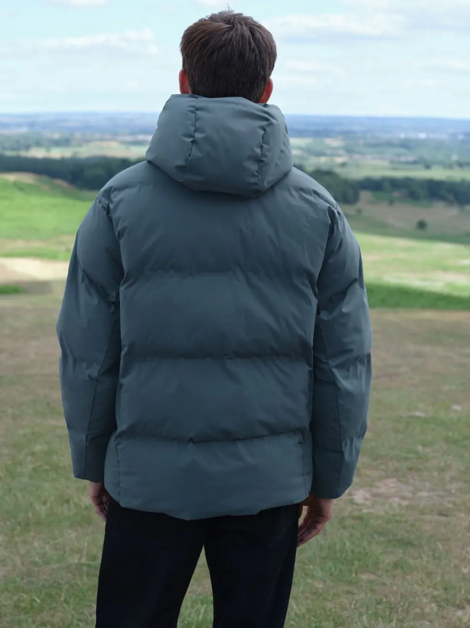 Blue ThermoGen Shower Resistant Puffer Jacket
