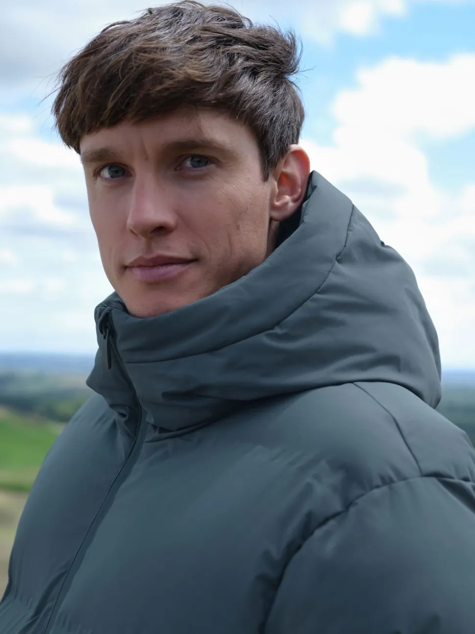 Blue ThermoGen Shower Resistant Puffer Jacket