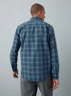 Blue Tonal Check Regular Fit Easy Iron Button Down Oxford Shirt