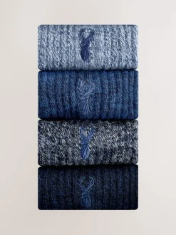 Blue Twisted Heavyweight Socks 4 Pack