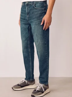 Blue Vintage Regular Tapered Fit Authentic Stretch Denim Jeans