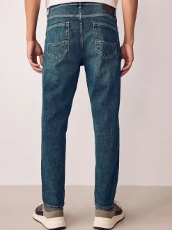 Blue Vintage Regular Tapered Fit Authentic Stretch Denim Jeans