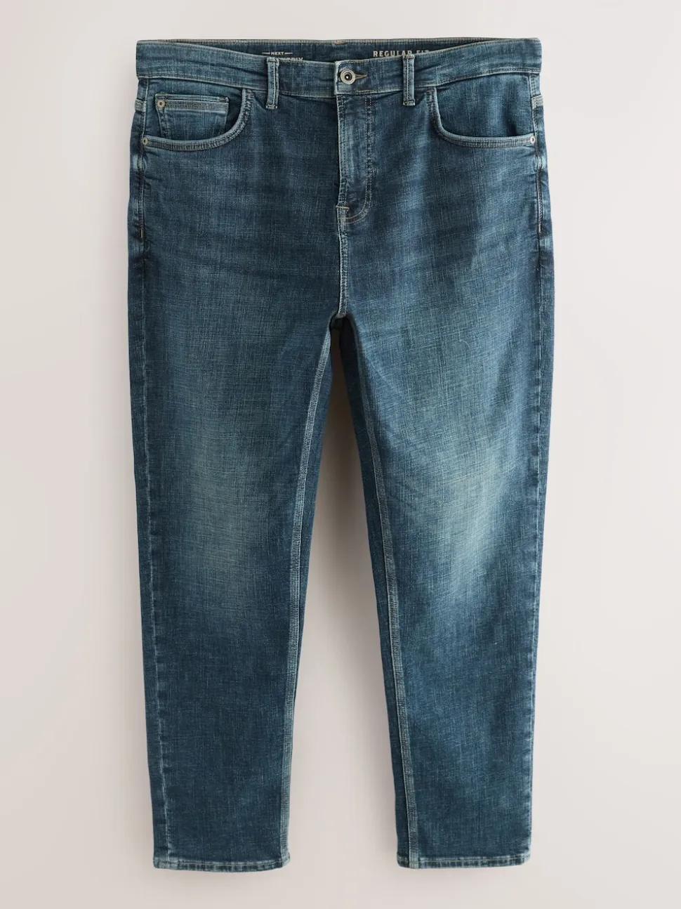 Blue Vintage Regular Tapered Fit Authentic Stretch Denim Jeans