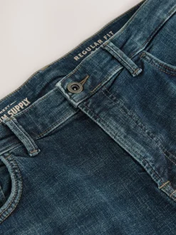 Blue Vintage Regular Tapered Fit Authentic Stretch Denim Jeans