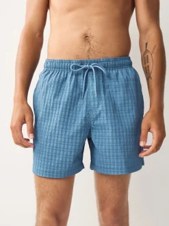 Blue Waffle Textured Swim Shorts