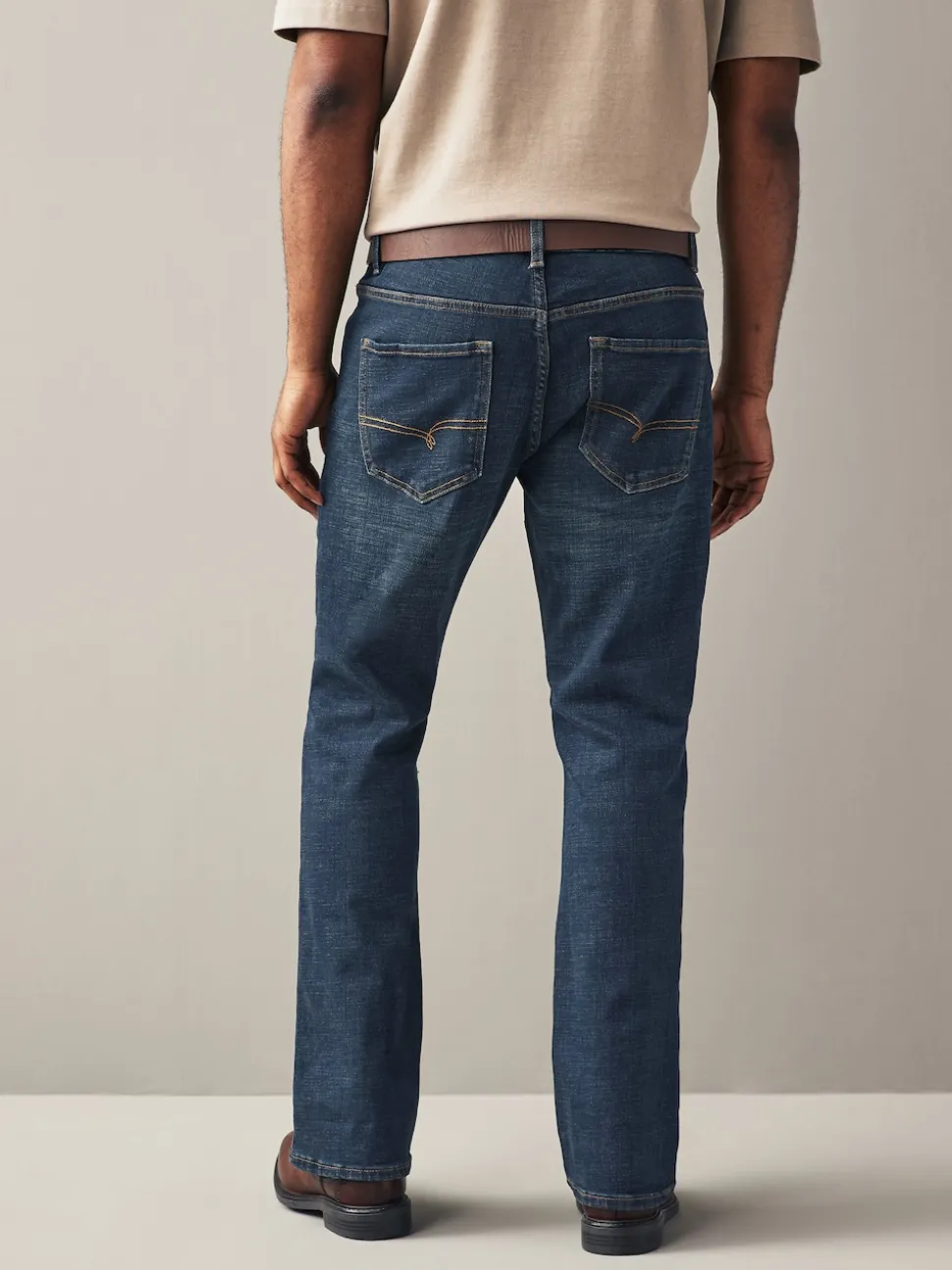 Blue Washed Bootcut Belted Authentic Jeans