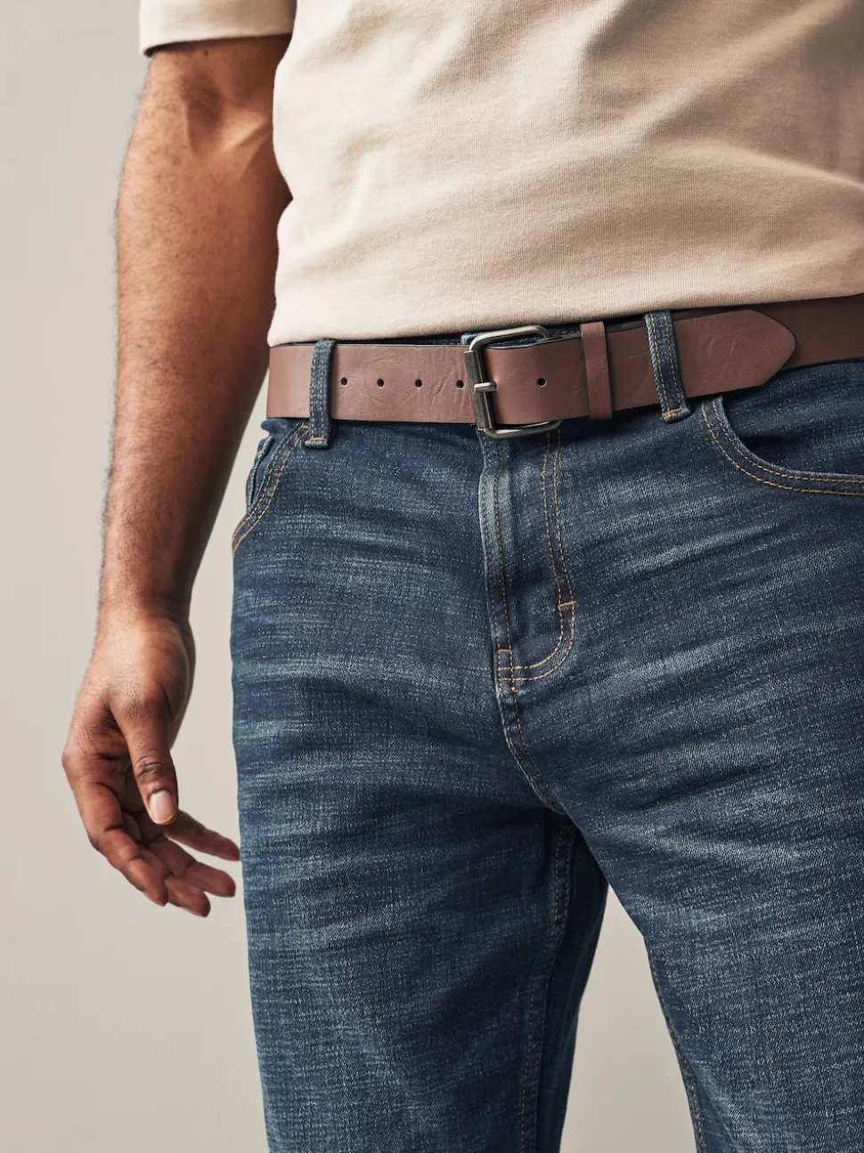 Blue Washed Bootcut Belted Authentic Jeans