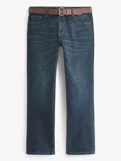 Blue Washed Bootcut Belted Authentic Jeans