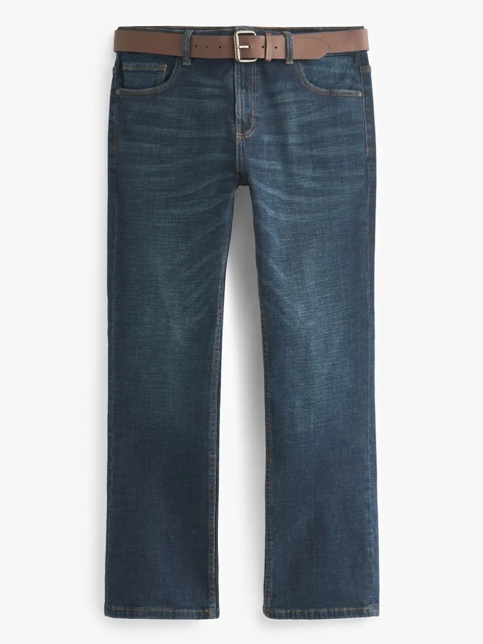 Blue Washed Bootcut Belted Authentic Jeans