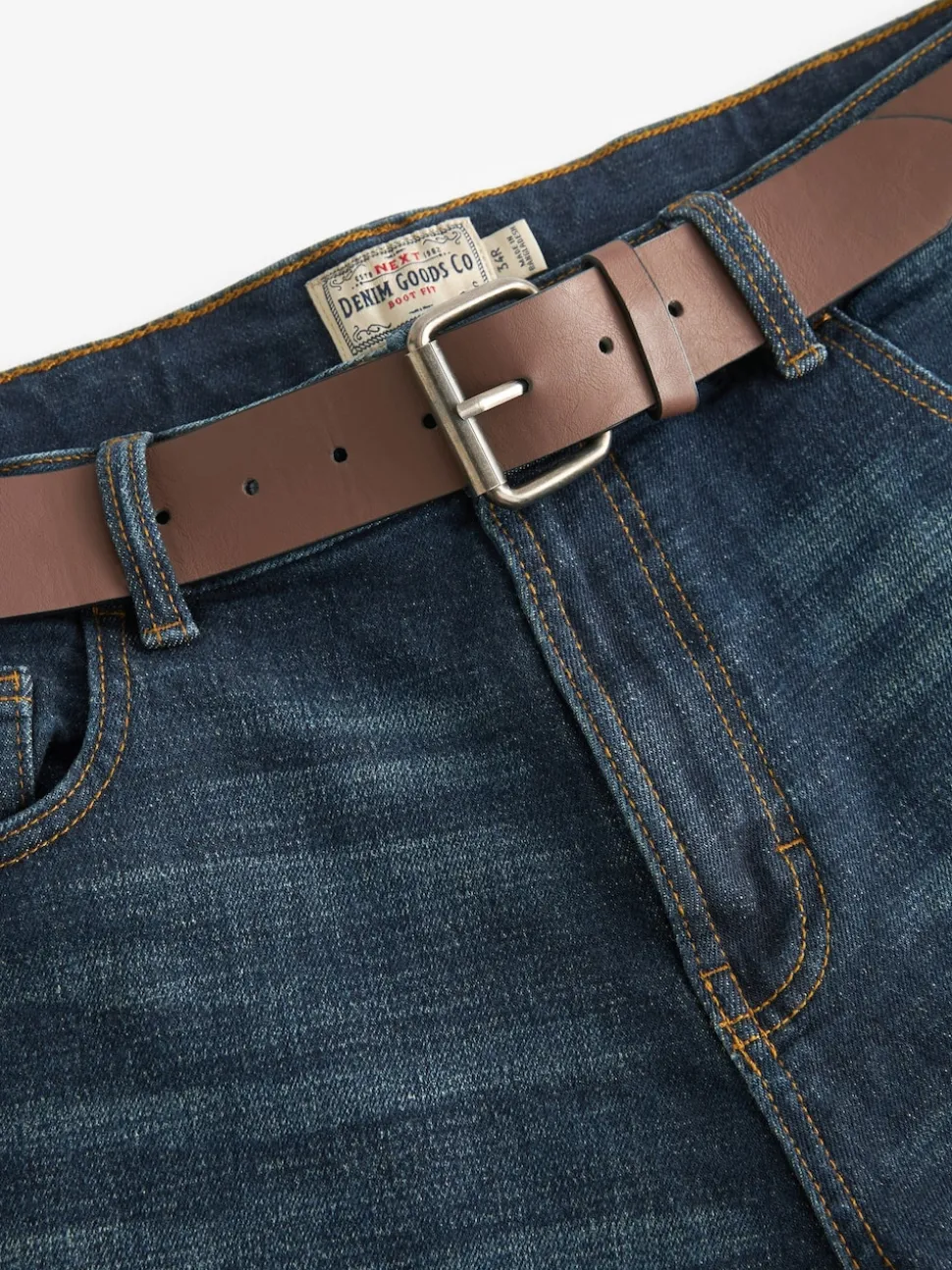 Blue Washed Bootcut Belted Authentic Jeans