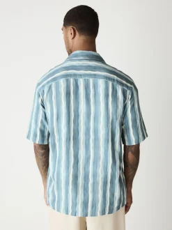 Blue Watercolour Stripe Short Sleeve Shirt