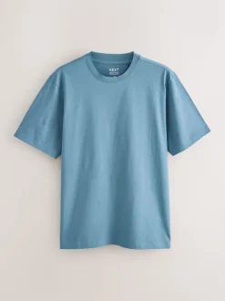 Blue/Black/Orange/Green/Grey/Ecru White Regular Fit Essential Cotton T-Shirts 6 Pack