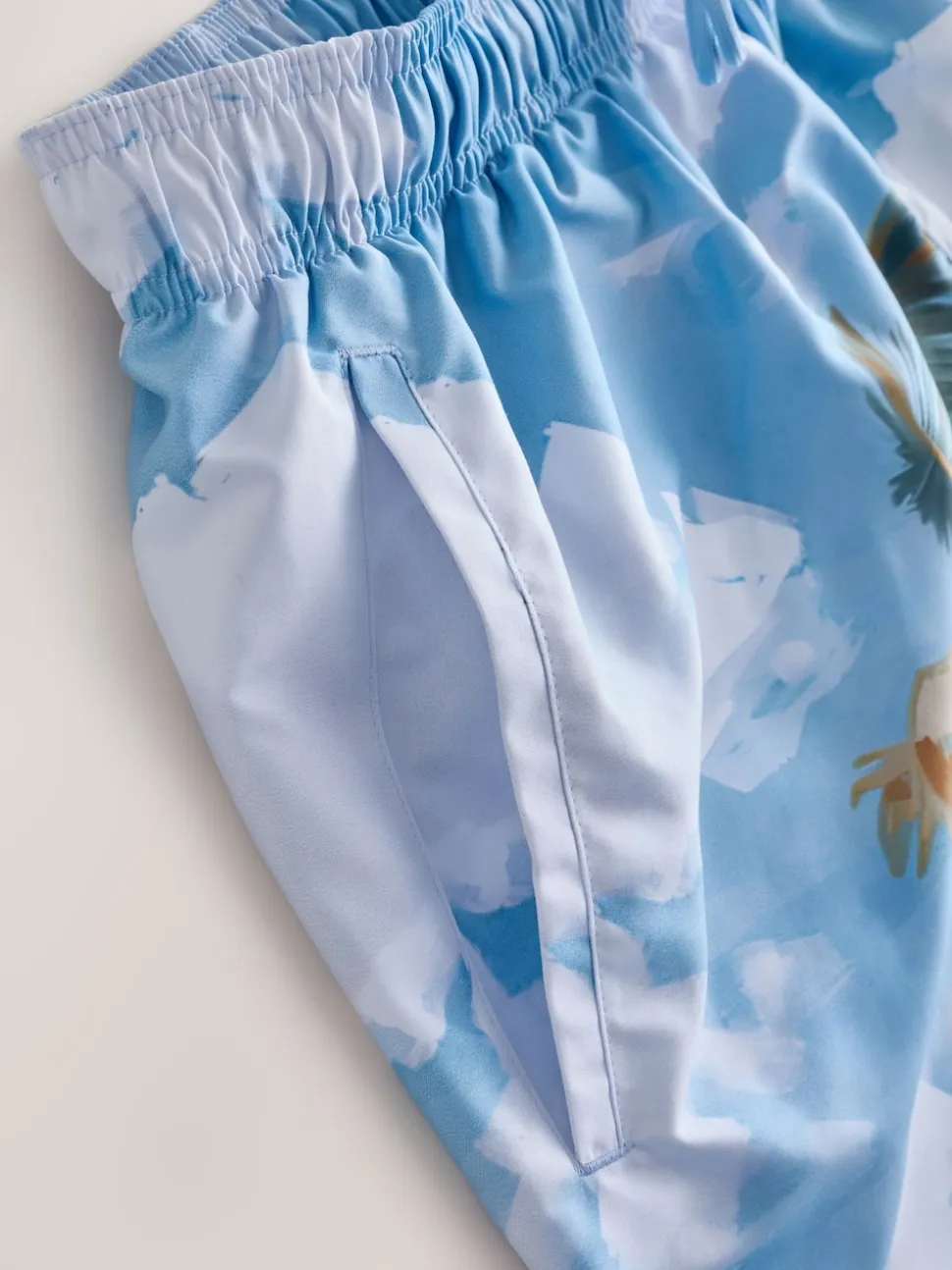 Blue/Green EDIT Tropical Scenic Print Swim Shorts