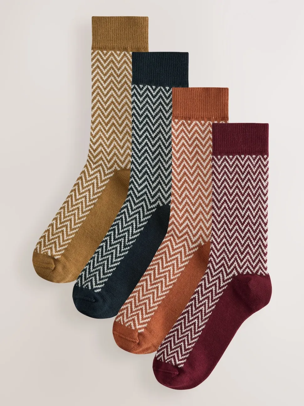 Blue/Green/Grey Herringbone Heavyweight Socks 4 Pack
