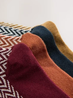 Blue/Green/Grey Herringbone Heavyweight Socks 4 Pack