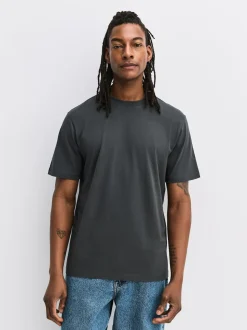 Blue/Green/Grey/Orange/White/Brown Regular Fit Essential Cotton T-Shirts 6 Pack