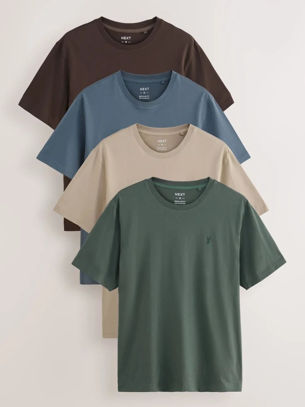 Blue/Green/Neutral/Brown Regular Fit T-Shirts 4 Pack