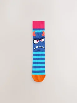 Blue/Green/Red Monster Pattern Socks 5 Pack