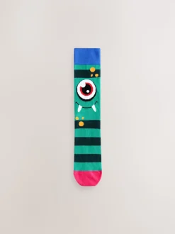 Blue/Green/Red Monster Pattern Socks 5 Pack