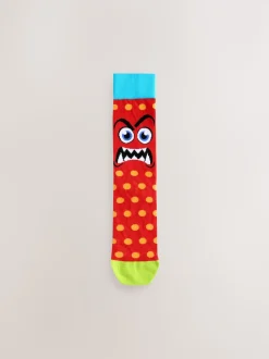 Blue/Green/Red Monster Pattern Socks 5 Pack