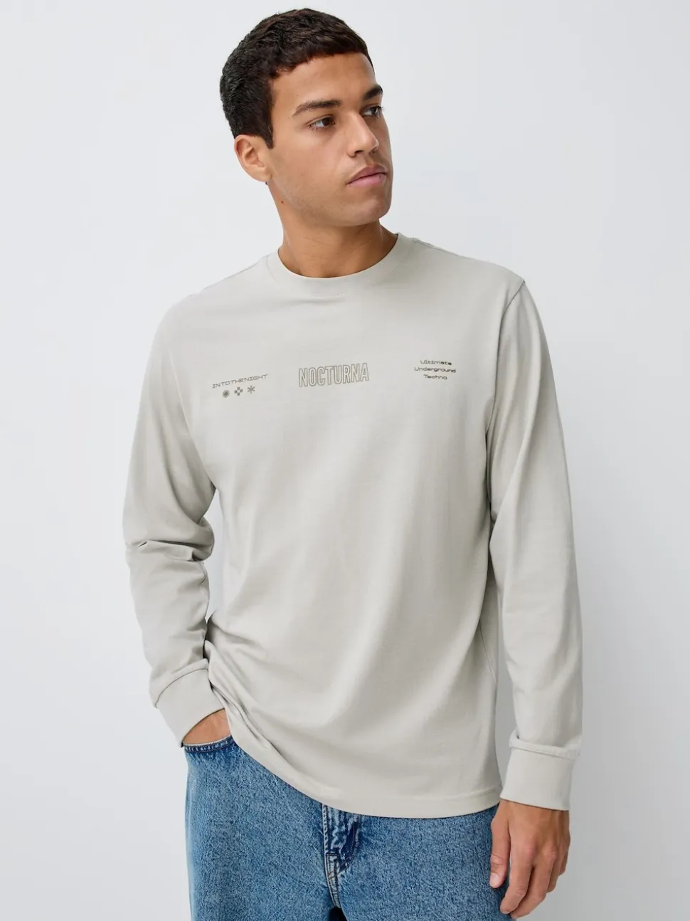Blue/Green/Stone Relaxed Fit Long Sleeve Graphic Multipack T-Shirt
