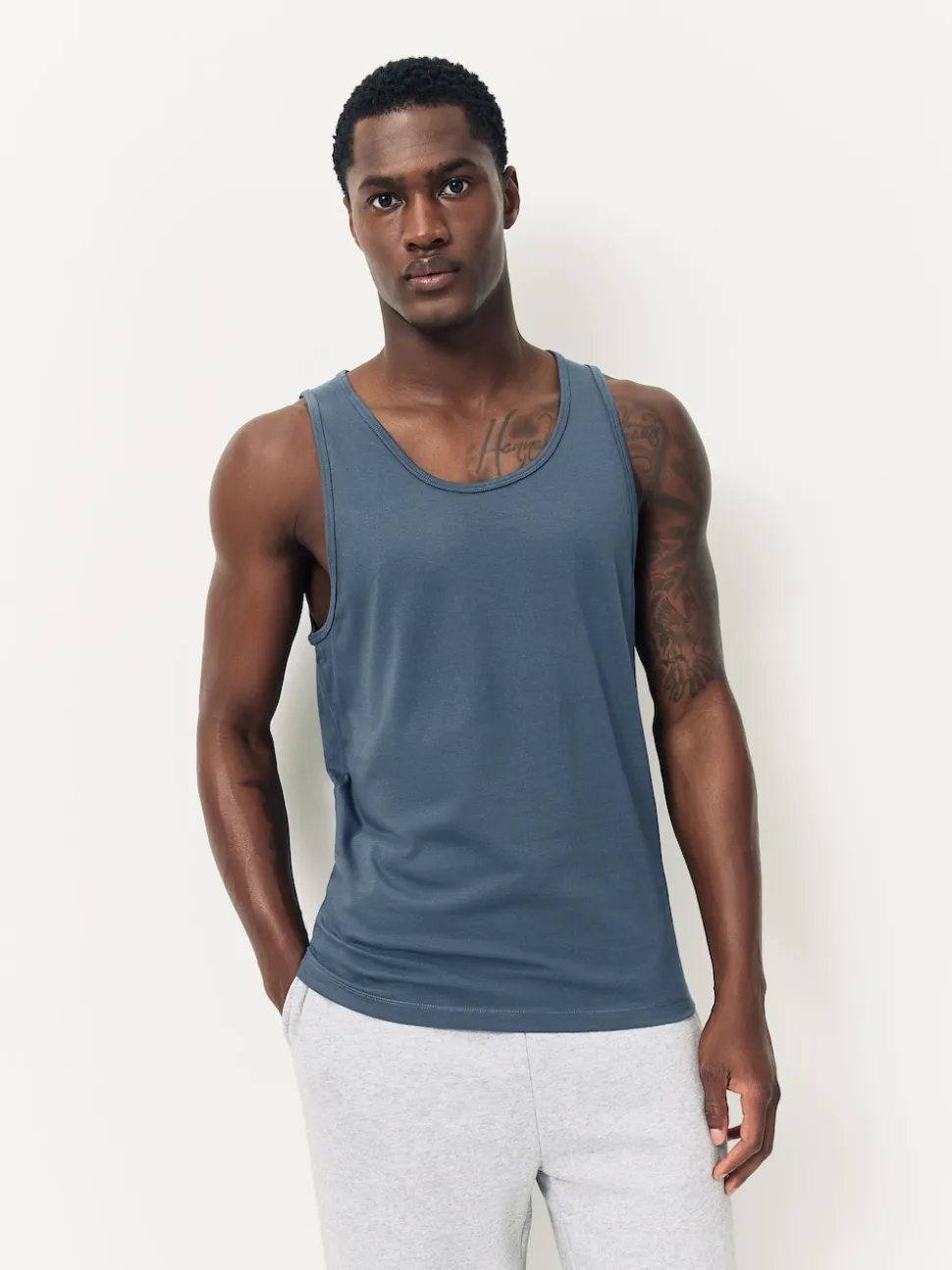 Blue/Grey 100% Cotton Layering Vests 5 Pack