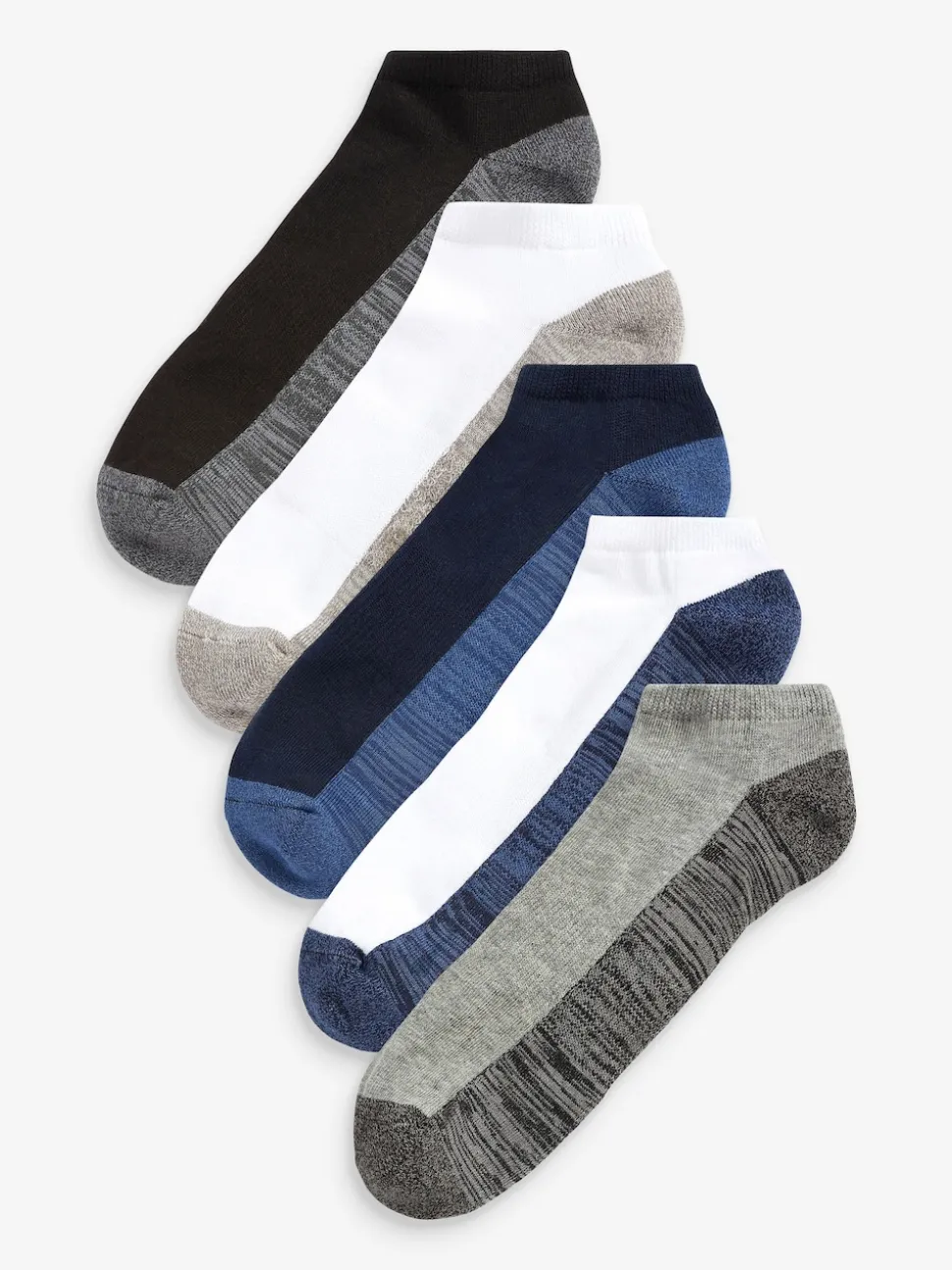 Blue/Grey 5 Pack Cushioned Trainers Socks