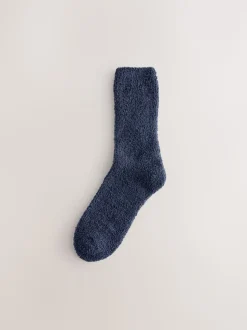 Blue/Grey Fluffy Socks 2 Pack