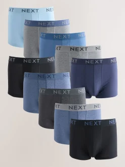 Blue/Grey Marl 10 pack Cotton Rich Blend Hipsters Boxers
