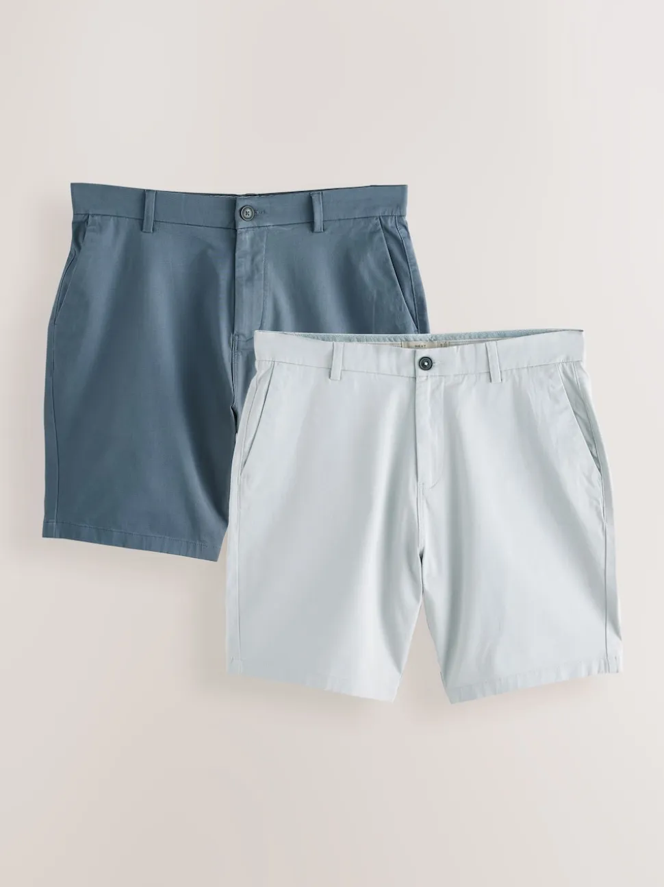 Blue/Grey Straight Fit Stretch Chino Shorts 2 Pack