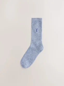 Blue/Grey Twisted Stag Embroidered Heavyweight Socks 10 Pack