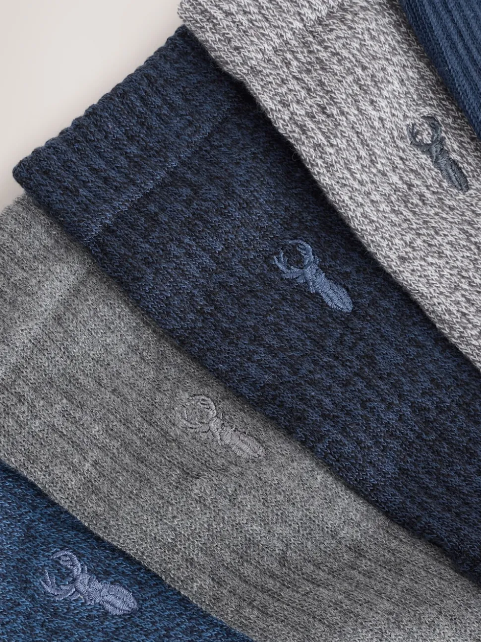 Blue/Grey Twisted Stag Embroidered Heavyweight Socks 10 Pack