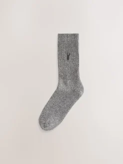 Blue/Grey Twisted Stag Embroidered Heavyweight Socks 10 Pack