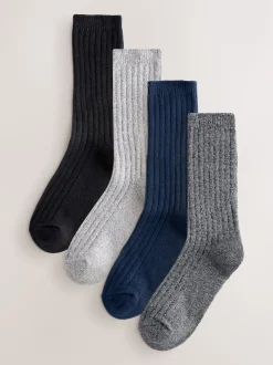 Blue/Grey/Black Supersoft Cosy Socks 4 Pack