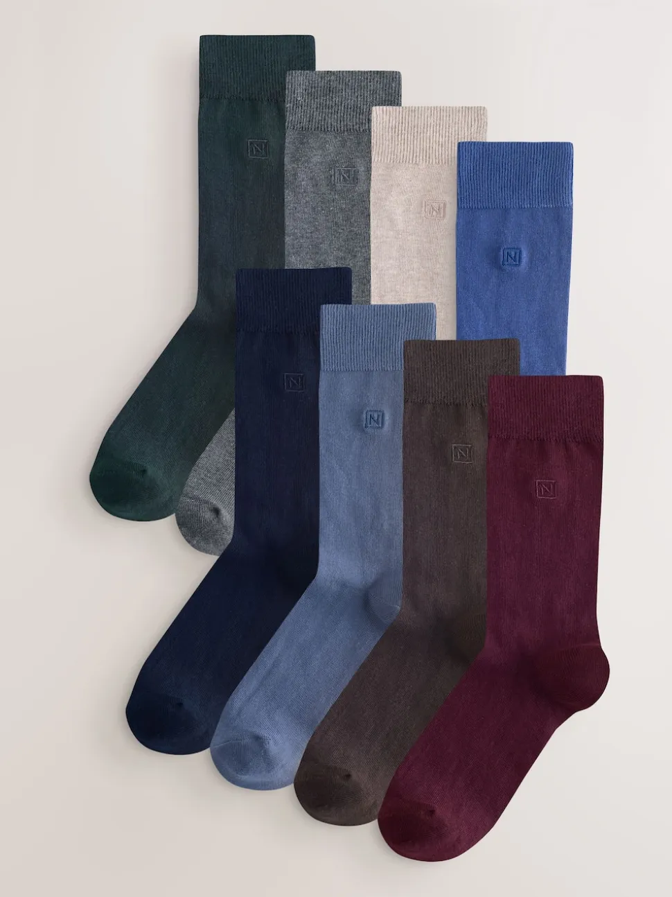 Blue/Grey/Green 8 Pack Embroidered Lasting Fresh Socks