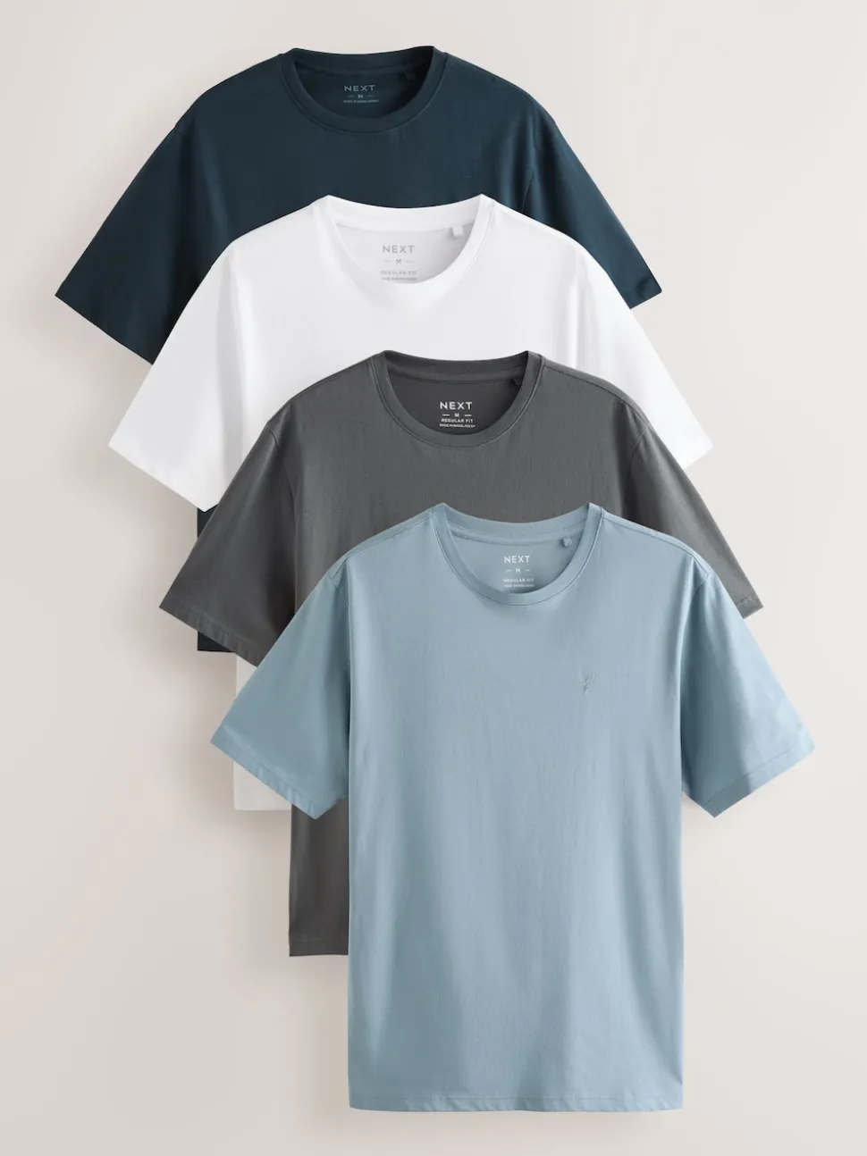Blue/Navy/White/Steel Regular Fit T-Shirts 4 Pack