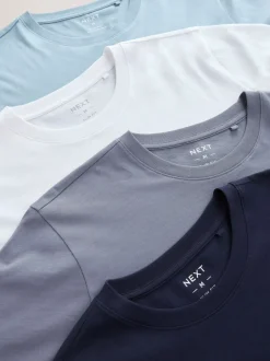 Blue/Navy/White/Steel Slim Fit T-Shirts 4 Pack