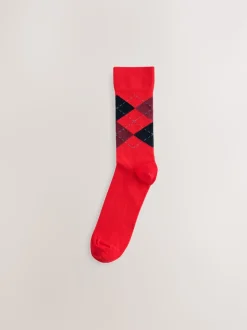 Blue/Orange/Green Argyle Stripe Pattern Socks 5 Pack