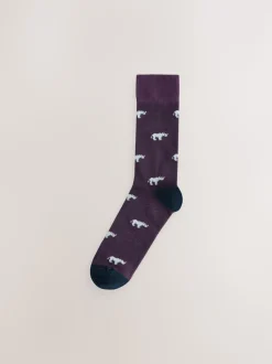 Blue/Red Safari Animals Fun Pattern Socks 8 Pack
